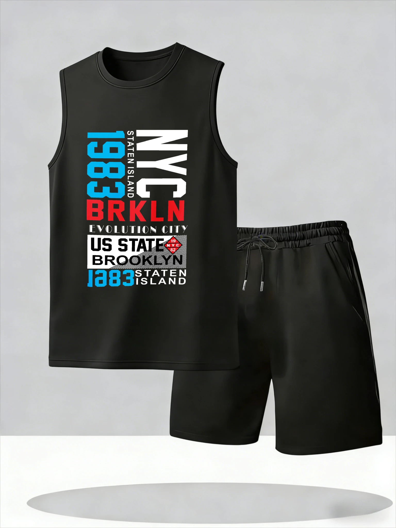 

Men's Tank Top Sets 2026 Summer Thin Quick Dry men's suits seaside Breathable crewneck beach running oversize outfits two piece