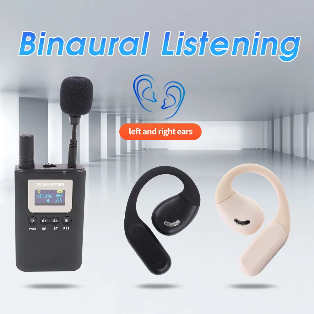 Wireless Whisper Tour Guide System 2.4G Bluetooth Headset White High Definition Sound for Interpretation Teaching Conference