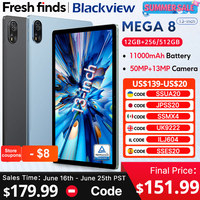 【World premiere】Blackview MEGA 8 Tablet 13 inch FHD+ 90Hz Display 11000mAh  AI Android 15 50Mp Camera 4 BOX Speakers 4G Pad PC
