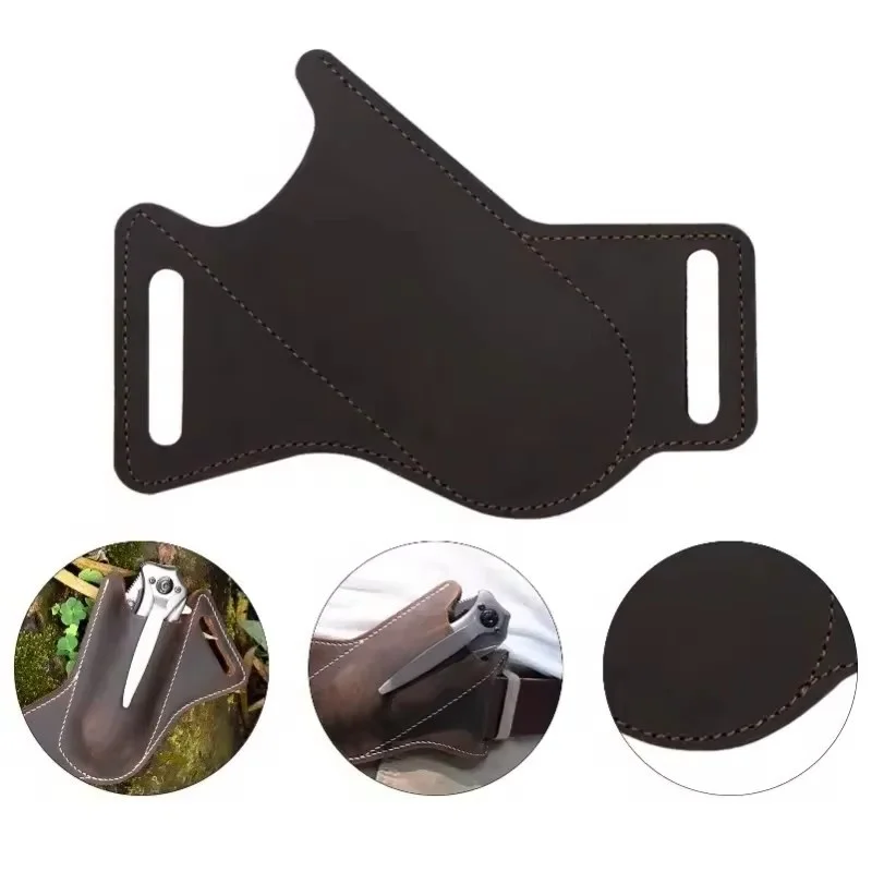 NEW 1pc Sheath Cover Pants Protector Bag Cowhide Fold Knife Leather Sheath Scabbard Straight Pocket Knife Cover Bag Outdoor Tool