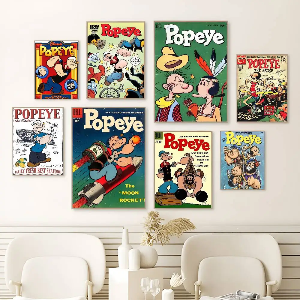 P-Popeye S The Sailor S Anime Posters Sticky Decoracion Painting Art White Kraft Paper Decor