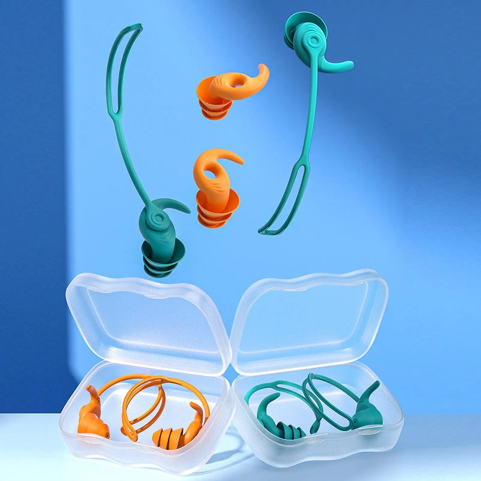 3 طبقة مكافحة الضوضاء سيليكون قابلة لإعادة الاستخدام سدادات مقاوم للماء السباحة الأذن المقابس للنوم الغوص تصفح لينة الراحة واقي أذن