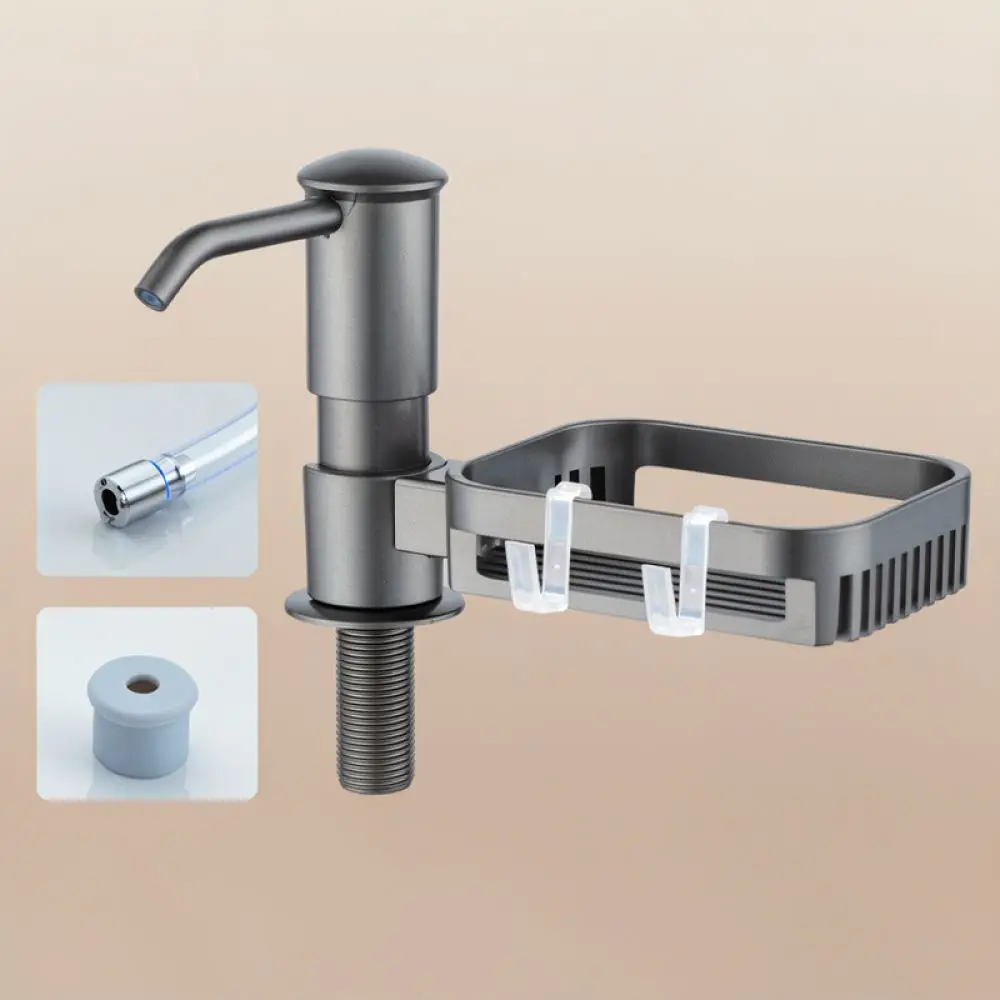 Modern Kitchen Sink Soap Dispenser Manual Press Liquid Pump Aluminum Construction Durable Countertop Cleaning Tool Accessory