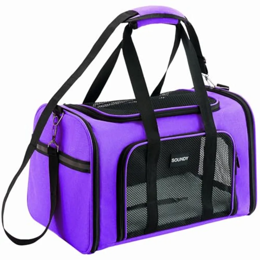 

Большая складная вентилируемая переноска для кошек и собак до 25 фунтов (11,3 кг) с мягкими стенками и дышащей сеткой для длительных поездок на автомобиле