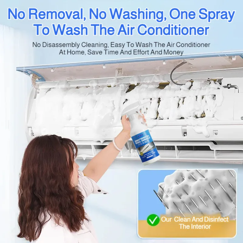 500ml Air Conditioner Cleaner Spray Household Radiators Fan Cleaner Free Disassembly Air Filters Dust Removing Cleaning Agent