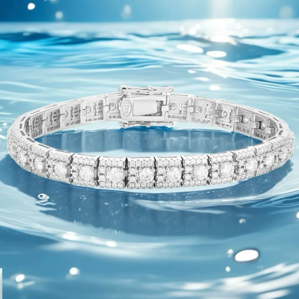 

3.0mm DVVS1 Pass Diamond Test Round Cut Moissanite Tennis Bracelet White Gold Plated 100% 925 Silver Jewelry for Women