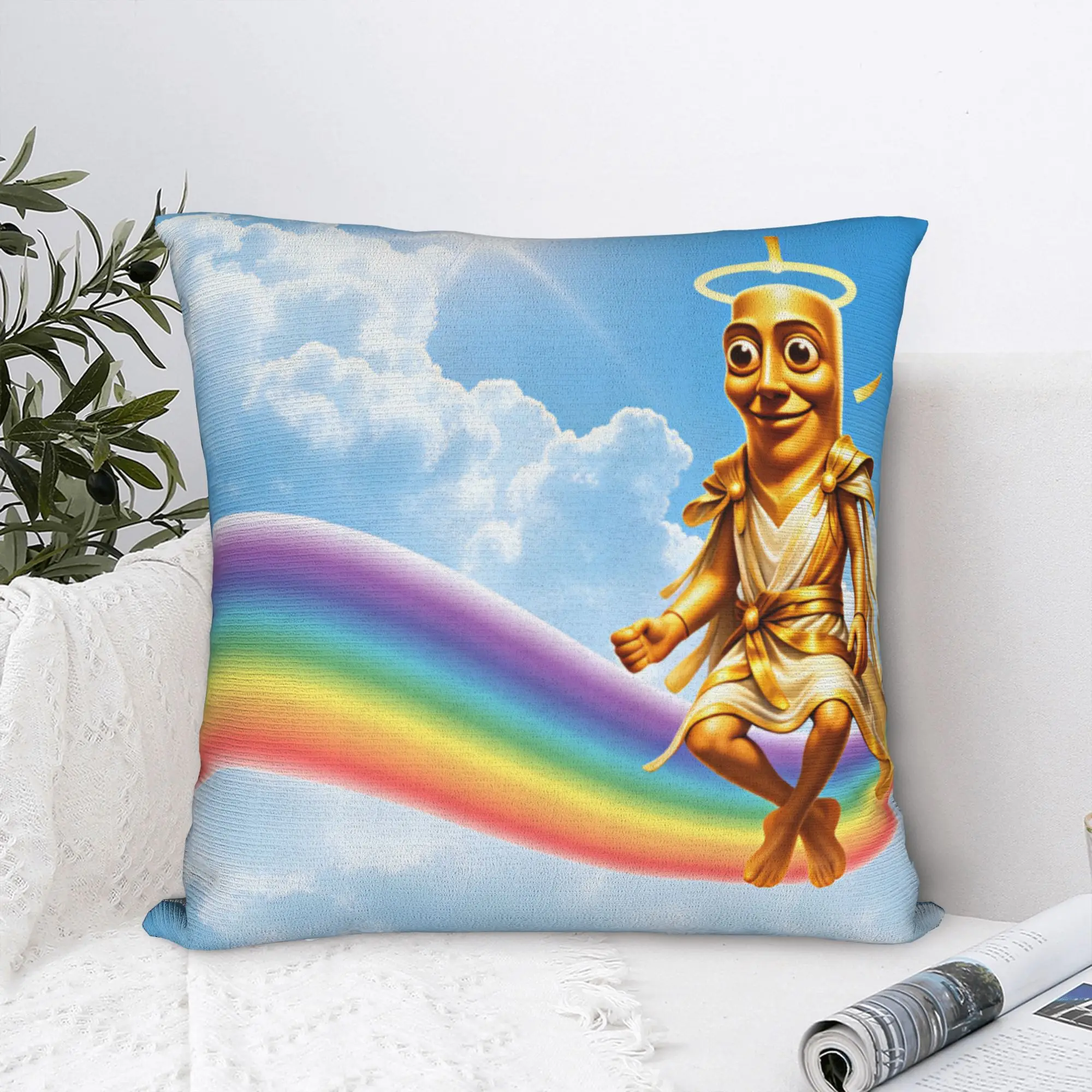 Tung Tung Sahur Angel Rainbow Heaven Meme Pillow Cover Cute Funny Pillow Case For Chair Sofa Home Decor Design Cushion Cover