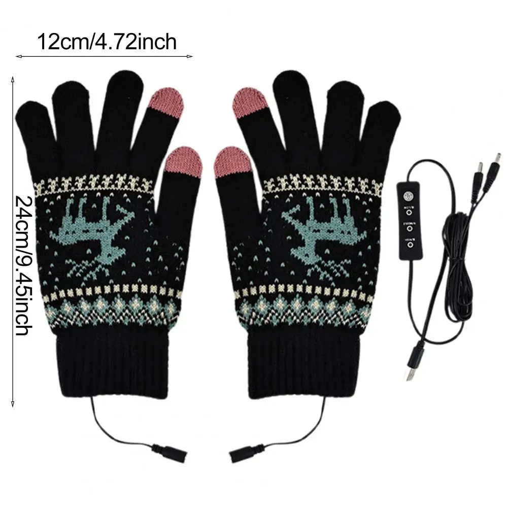 1 Pair Unisex USB Electric Heating Winter Outdoor Heated Gloves Full Finger Warmer Mitten Touchscreen Office Student Writing  ﻿