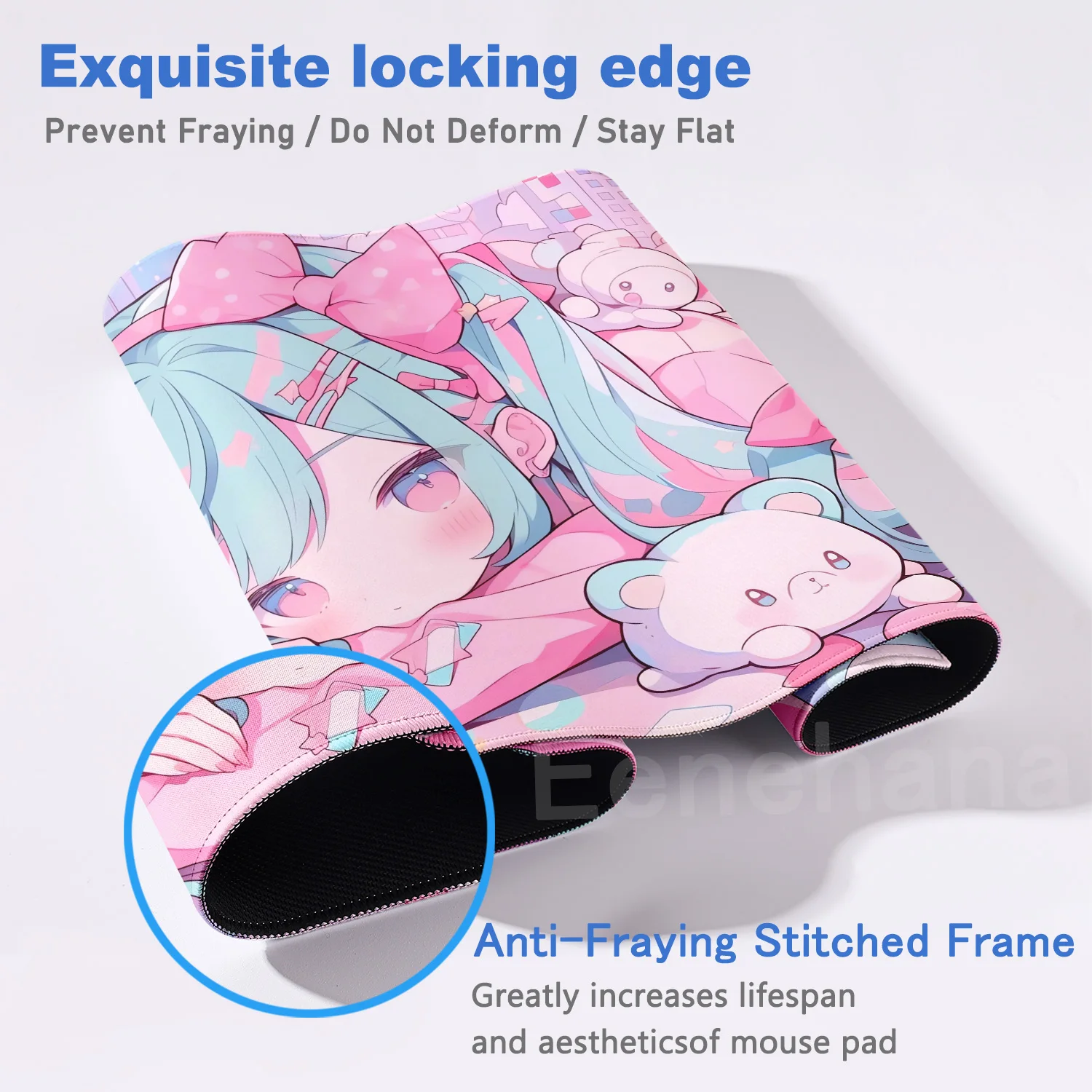 Anime kız oyun mavi saç Mouse Pad sevimli HD pembe Kawaii masa pedi genişletilmiş oyun klavye matı büyük XXL ofis kaymaz halı