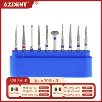 AZDENT 10pcs Dental High Speed Diamond Burs Set Dentistry Tooth Crown Inlay Preparation Burs Polishing Tools Dentistry Accessori