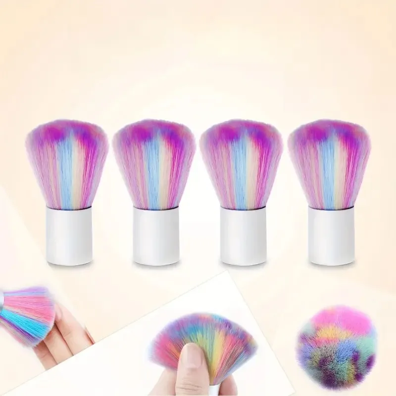 1Pcs Colorful Nail Art Dust Brush Soft Rainbow Mushroom Nail Brush Portable UV Gel Polish Powder Remove Cleaning Brush Beauty To