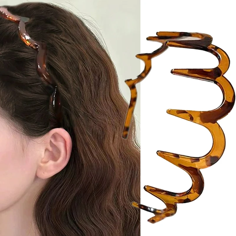 Fashion Brown Acrylic Headband Big Size Tooth Hairband Sharks Tooth Hair Comb Hair Tiara Jewelry Headwear Gift for Girls Women