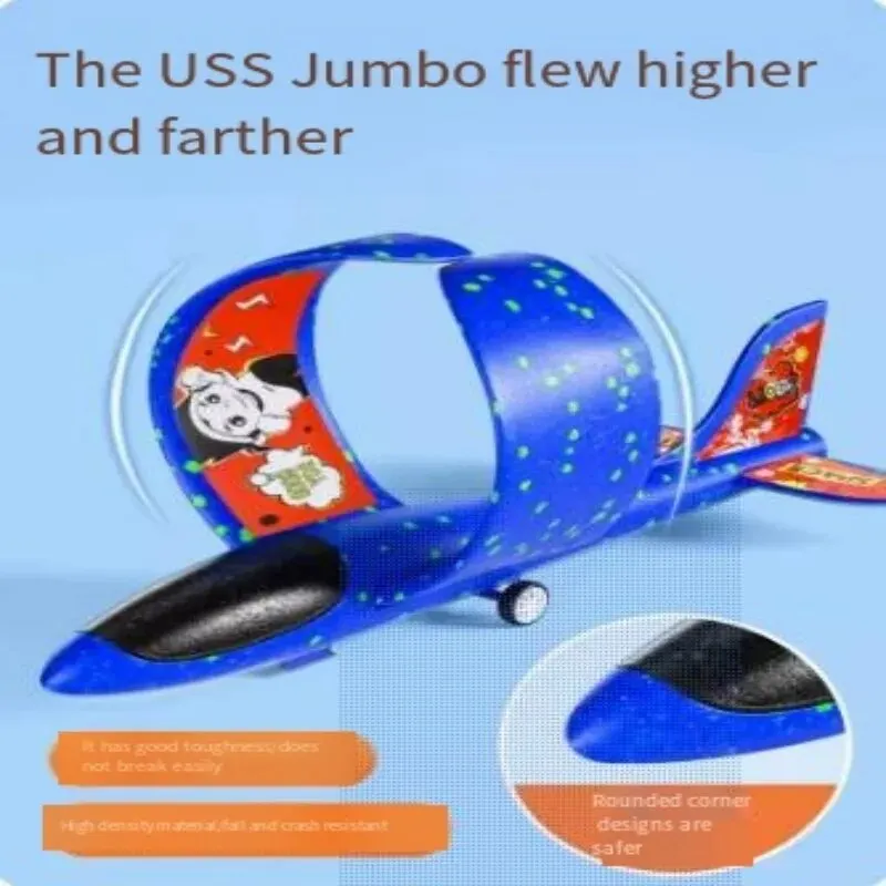 Catapult Foam Plane Gun Fire Outdoor Sports Hand Toss Flying Glider Toy Boys GGirls