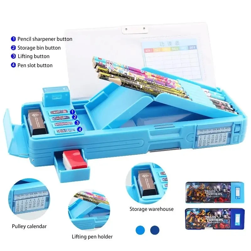 

Transformers Double-Sided Multi-Functional Pencil Case Children's Stationery Box Boys Primary School Supplies Korean Creative