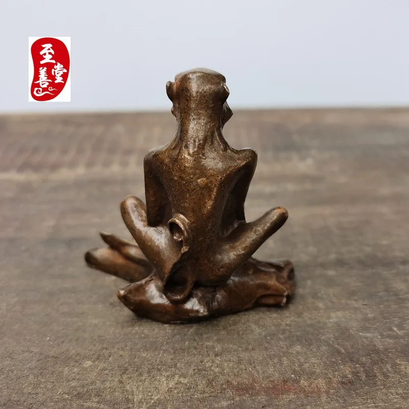 Antique collectible, old patina, imitation antique alloy copper living room decoration, zodiac monkey figurine5*3*5CM