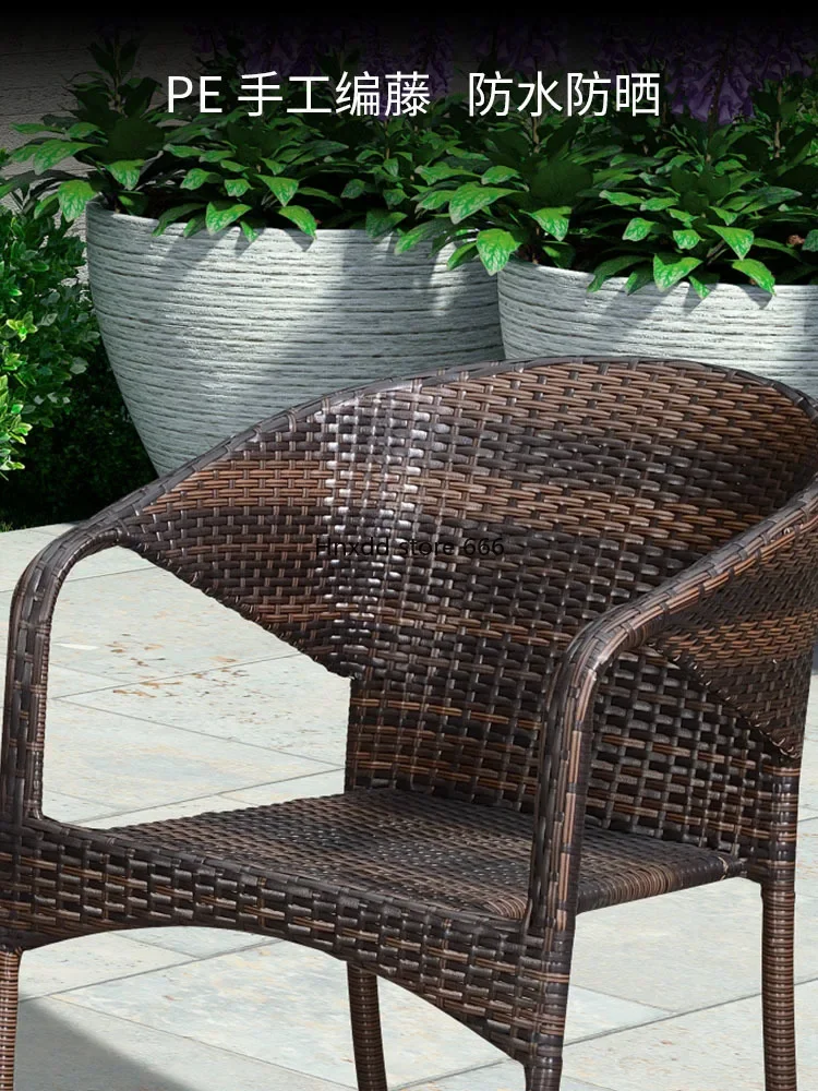 Outdoor rattan balcony rattan chair tea table three-piece combination modern simple household table and chairs