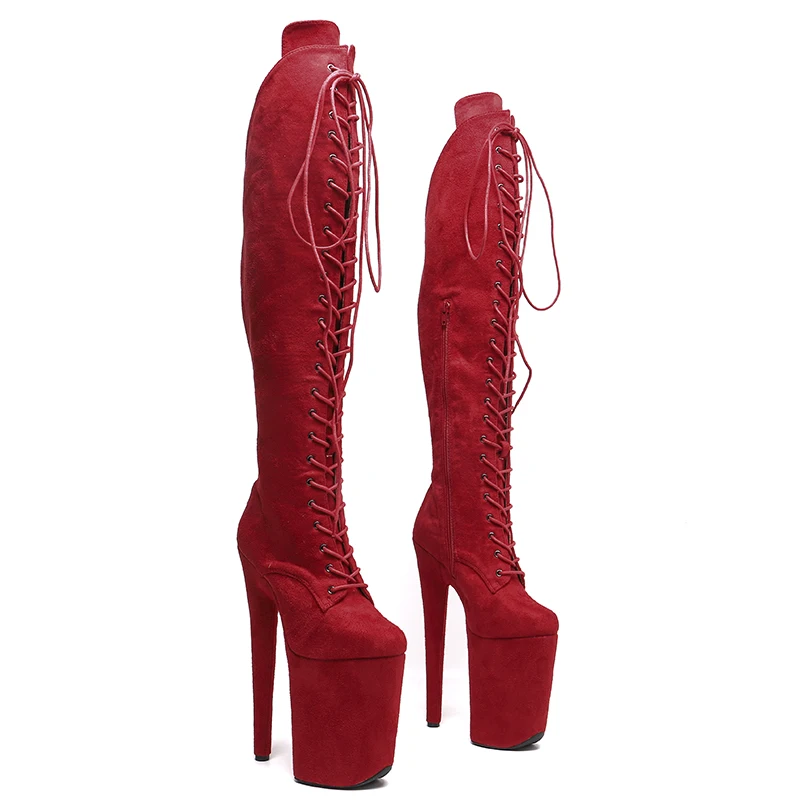 

Leecabe 23CM/9inches Suede Trend fashion Above the knee boots Heel platform stripper heel Pole Dance boots