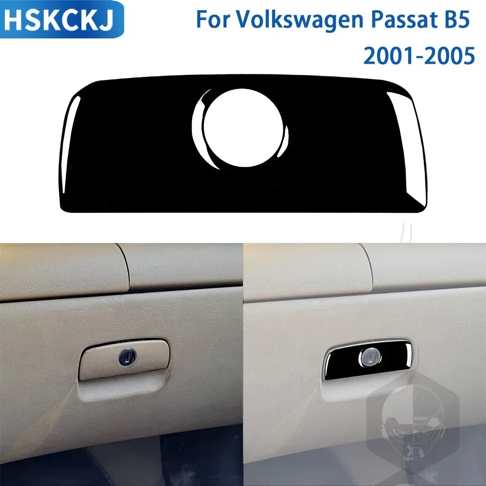 

For Volkswagen Passat B5 2001-2005 Accessories Gloss Black Plastic Car Interior Front Passenger Glove Box Handle Trim Sticker