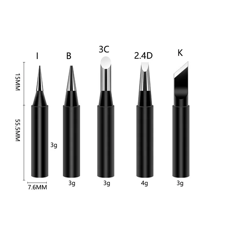 5pcs I+B+K+2.4D+3C Soldering Iron Pure Copper 900M Soldering Iron Head Set Inside Hot Bare Copper Electric Soldering Iron Tip