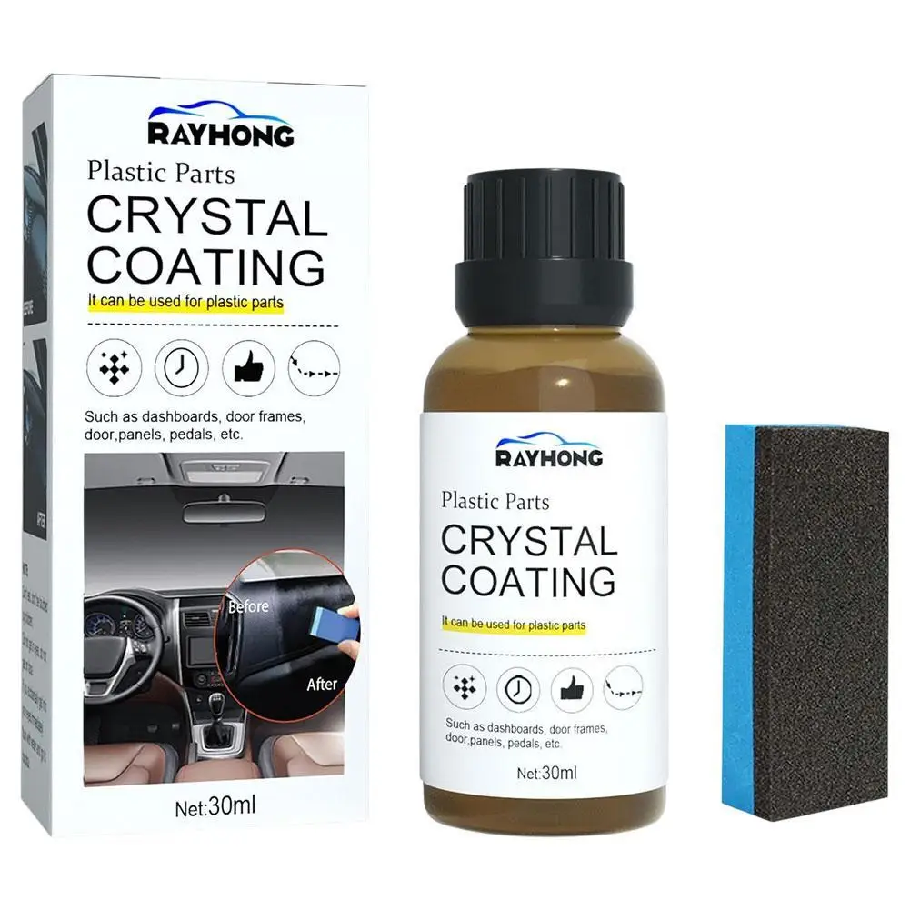 Interior Plastic Parts Retreading Agent Crystal Coating Wax Renewed Plastic Trim Restorer Long-lasting Liquid Car Maintenance