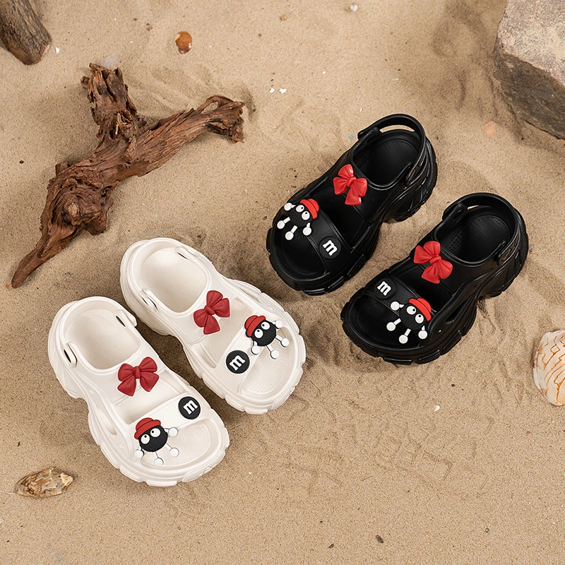 

Girls Beach Shoes Cute for Kids Slippers Outdoors Comfortable Soft Bottom 2025 Summer New Children Sandals Non-slip Sweet Bows