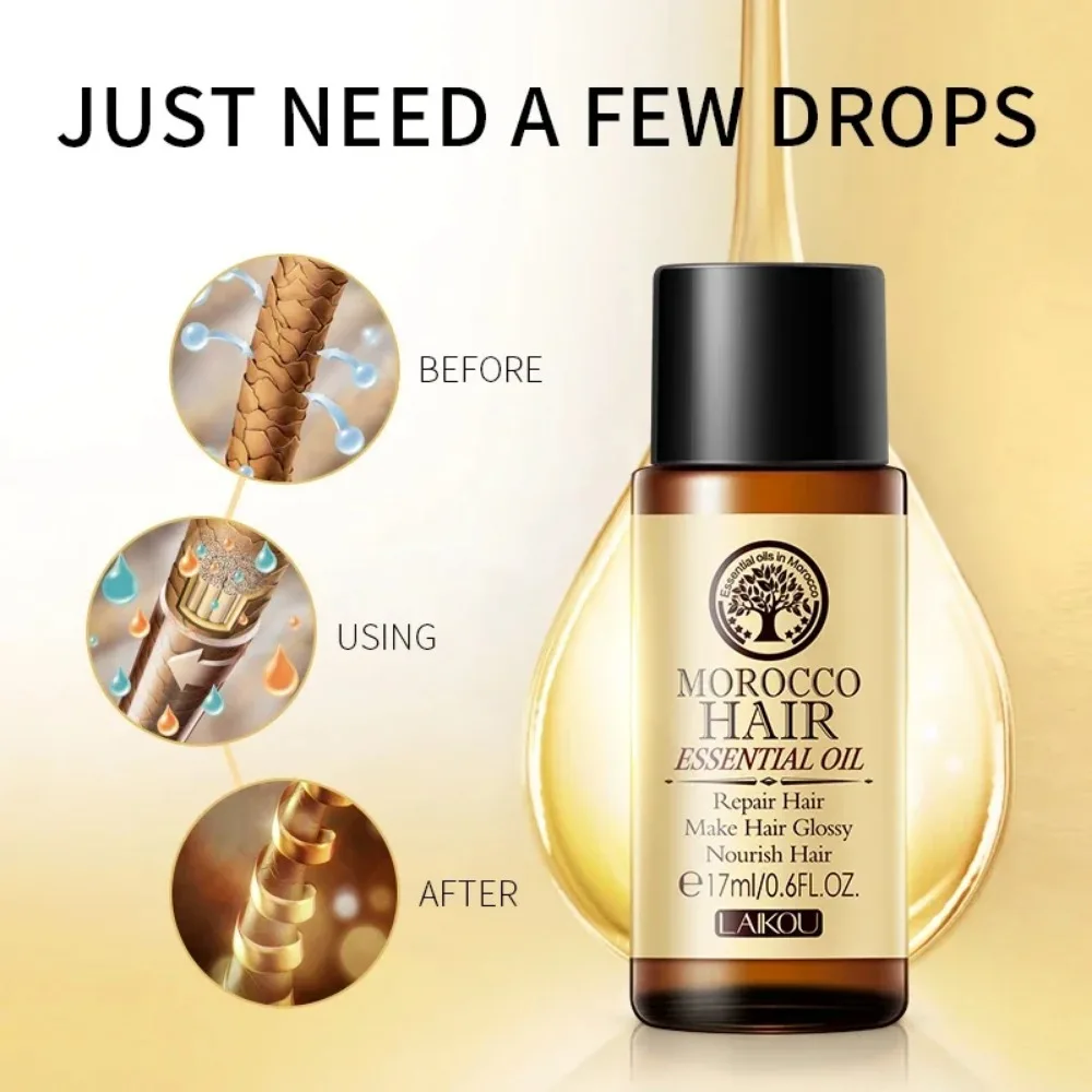 Multi-functional Hair Care Oil for Dry Hair Types Moroccan Pure Argan Oil Hair Essential Oil Smooth Repair Roots Tool