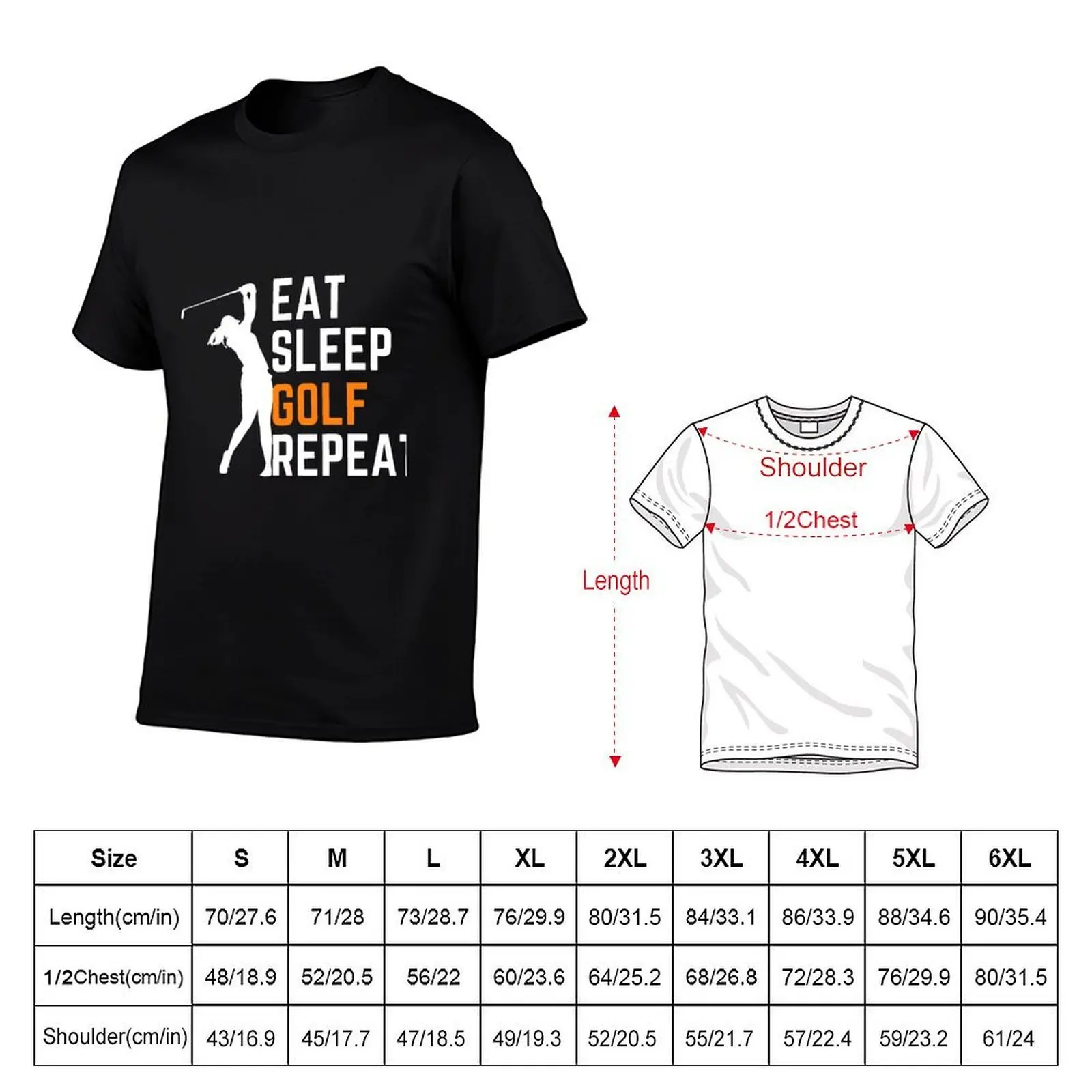 Eat, Sleep, Golf, Repeat T-Shirt anime clothes basketball graphic tees t shirt men 100℅ cotton