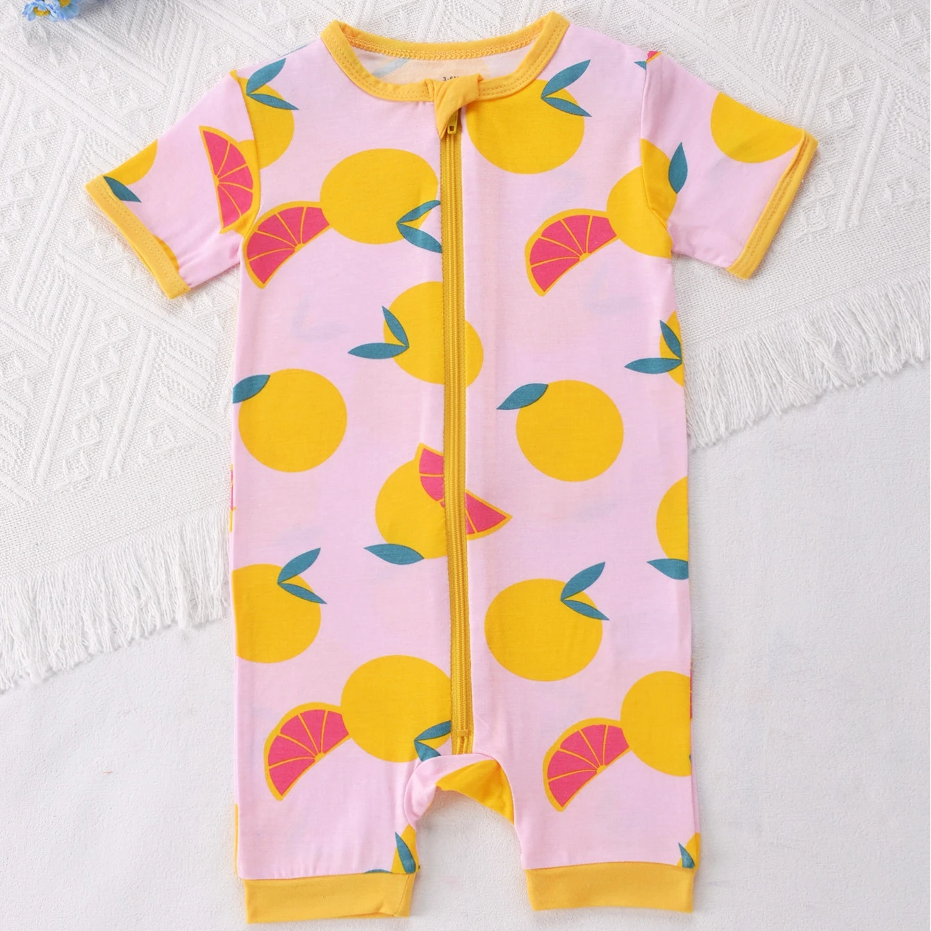 Newborn Baby Bamboo Fiber Romper Pajamas Cute Cartoon Dinosaur Onesie Short Sleeve Rompers Soft & Cozy Toddler Summer Casual Pjs