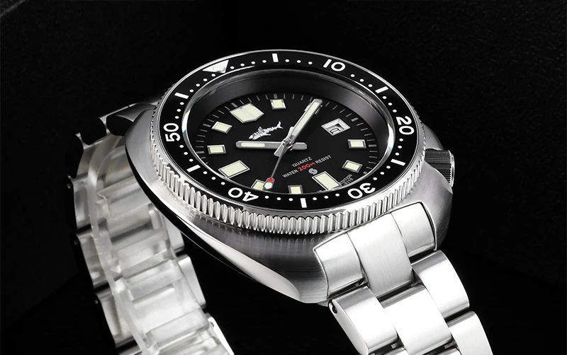 HEIMDALLR Retro Herren-Taucheruhr Stahl/Gummiarmband 20Bar Wasserdicht C3 Leuchtende Keramik-Lünette Saphirglas 2115 Quarz-Uhrwerk – Detail 21