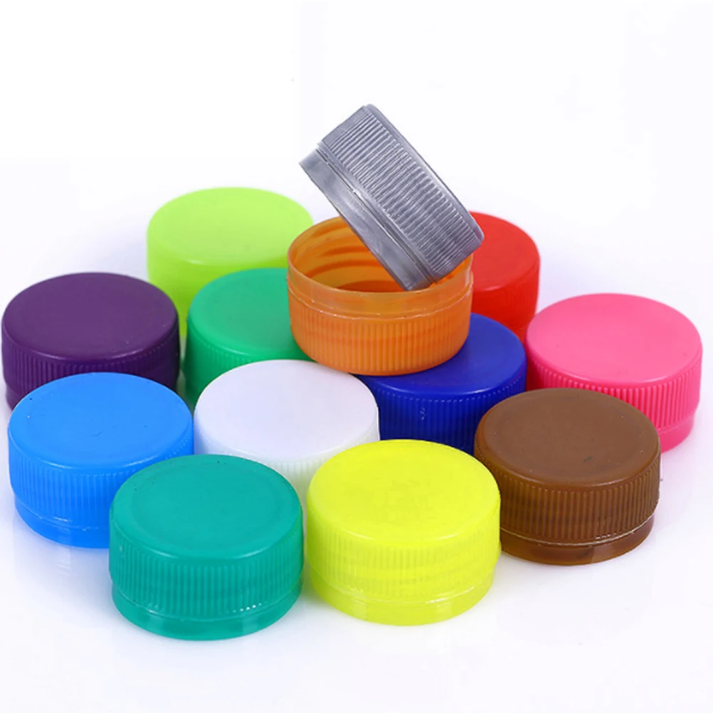 

100 Pcs Beverage Bottle Caps Non-toxic Cover Colorful Manual Boy's Child DIY Odorless