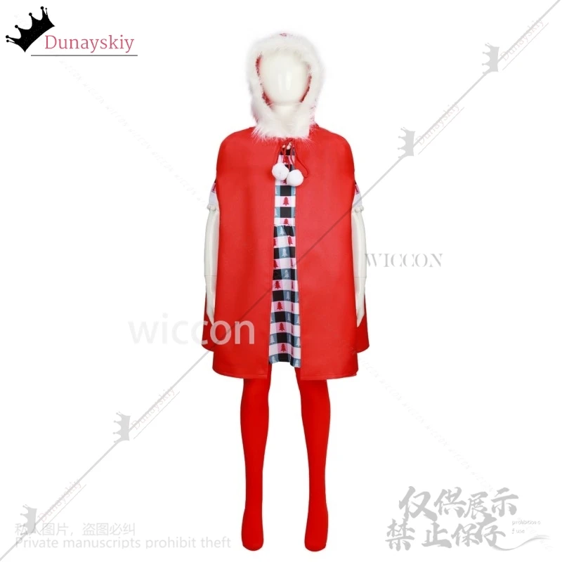 New Anime Christmas Cosplay Cindy Lou Costume Red Cloak Cute Dress Lolita Wig Necklace Headwear For Women Girls Kids Customized