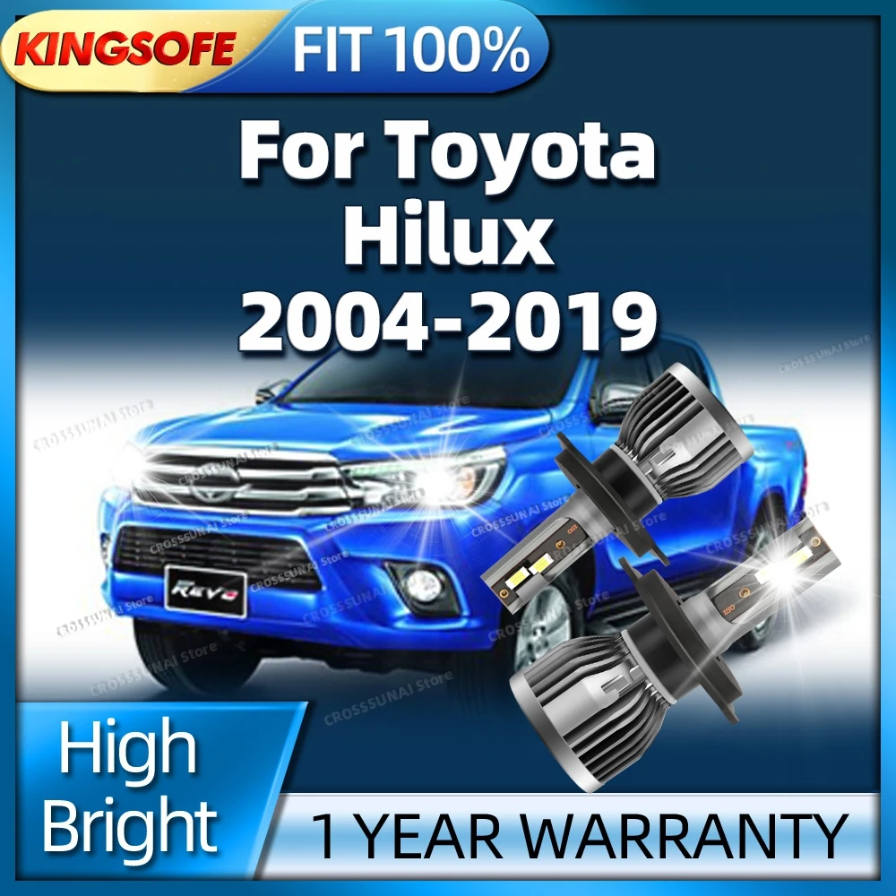 

2 шт. светодиодные фары 30000LM H4 авто лампы для Toyota Hilux 2004-2019 2008 2009 2010 2011 2012 2013 2014 HiLo Beam Canbus лампы