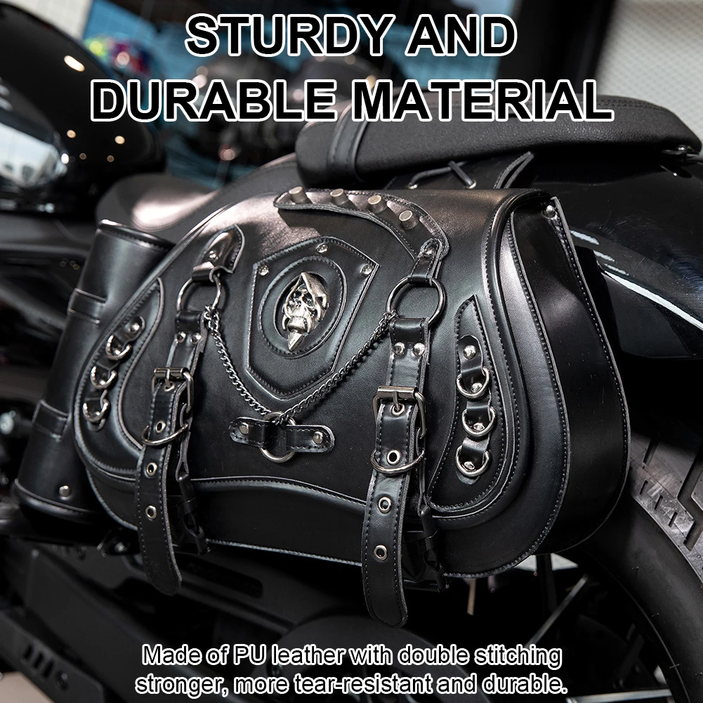 

1 Pair Motorcycle Rear Side Bags Large Capacity Retro Motorcycle Side Bag Black Skull Motorcycle Hanging Bag for Multiple Models