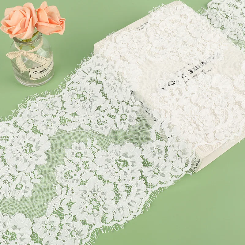 

New Design Nylon Silk Lace Eyelash Edge Lace Trim for Wedding Dress Veil Embroidery Cording Non-elastic Lace Trim