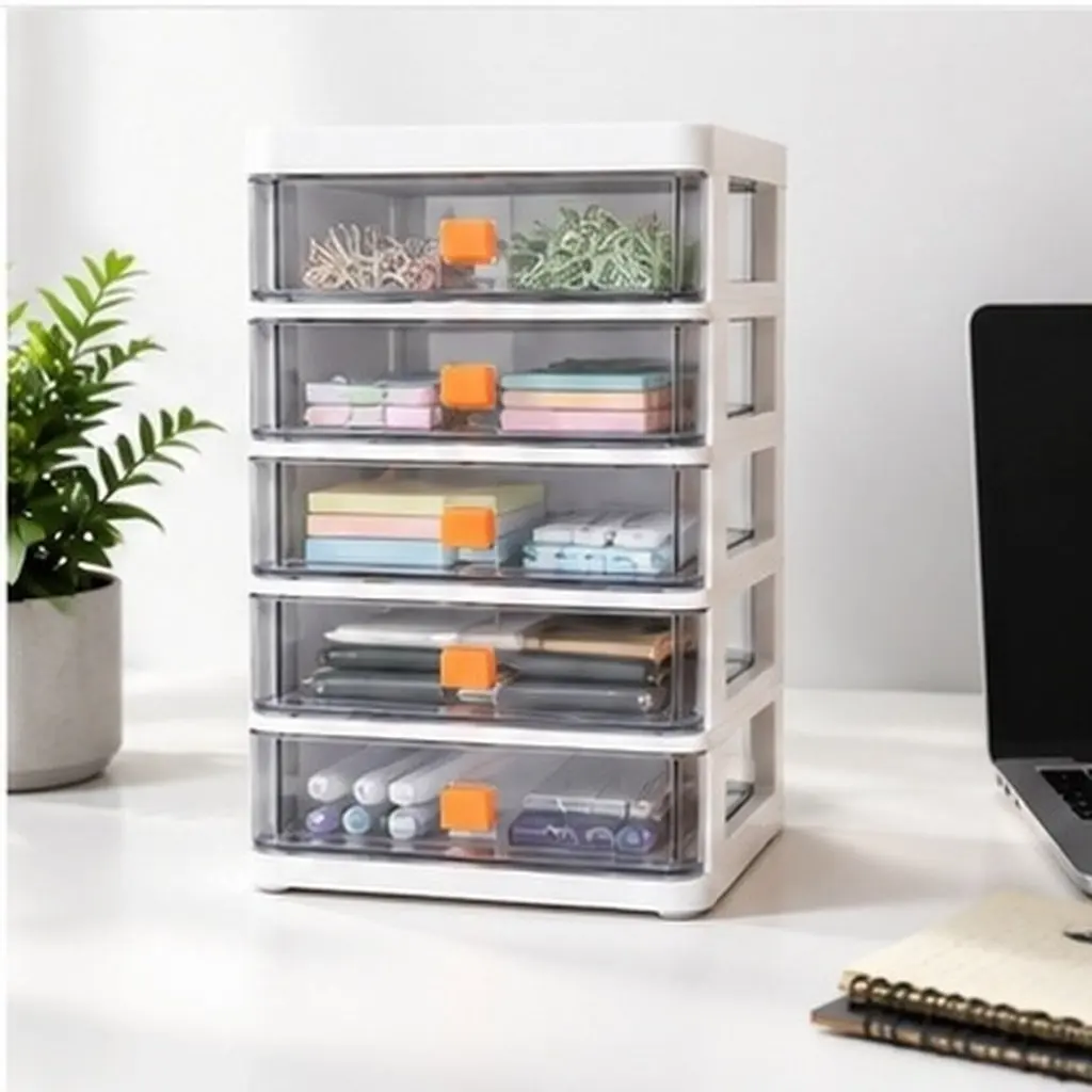 1Pcs Modern Stylish Drawer Type Desktop Storage Box with Multiple Tiers for Small Space Organization Jewelry Stationery