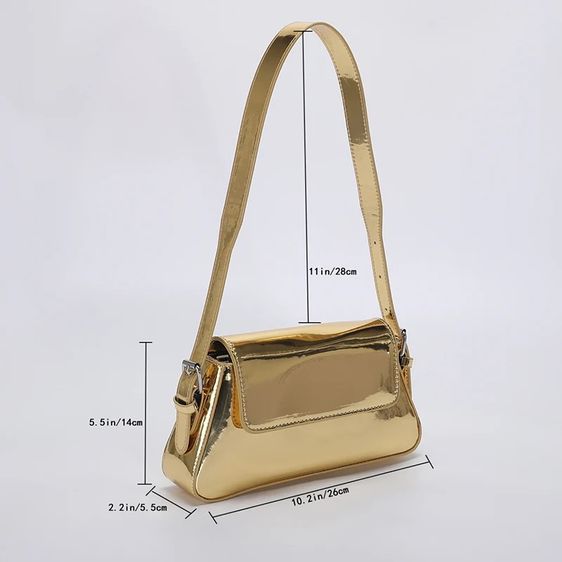 Piccola borsa laterale a spalla per ascella in pelle PU 2023 Designer di lusso di marca Argento Femmine Party Trend Borse da donna Borsa sotto le