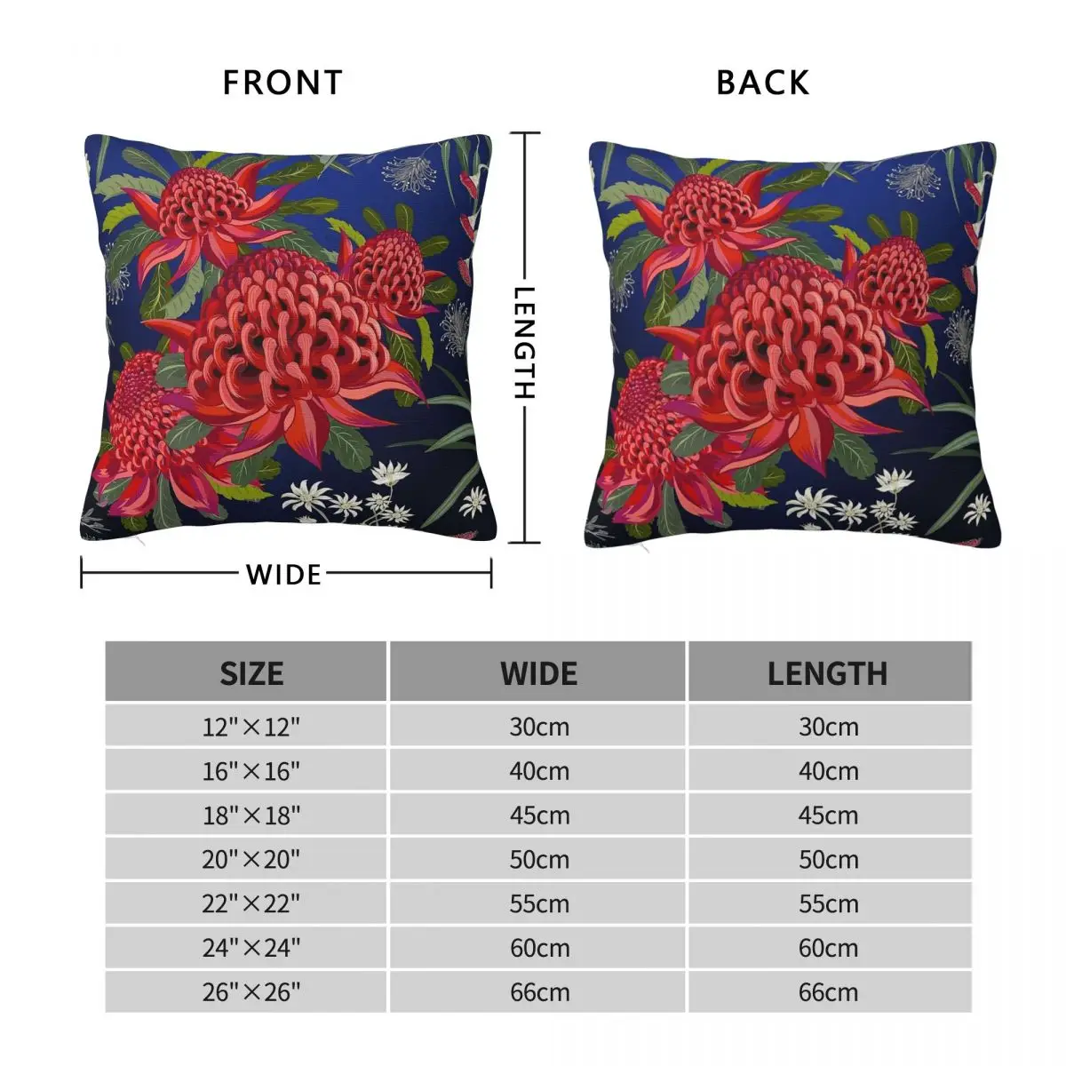 Botanical Australian Native Flowers Pillowcase Polyester Linen Velvet Printed Decor Throw Pillow Case Sofa Seater Cover 45x45