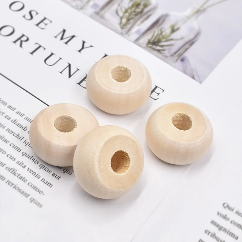 10pcs/lot DIY Jewelry Accessories Log Wood Color Round Beads Wooden Toy Accessories Large Hole Abacus Scattered Beads