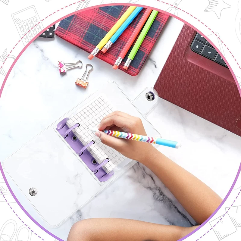 2 Sets Mini Transparent 3 Ring Binder Covers With Inner Paper Mini Binder Pockets Clear Soft PVC Notebook