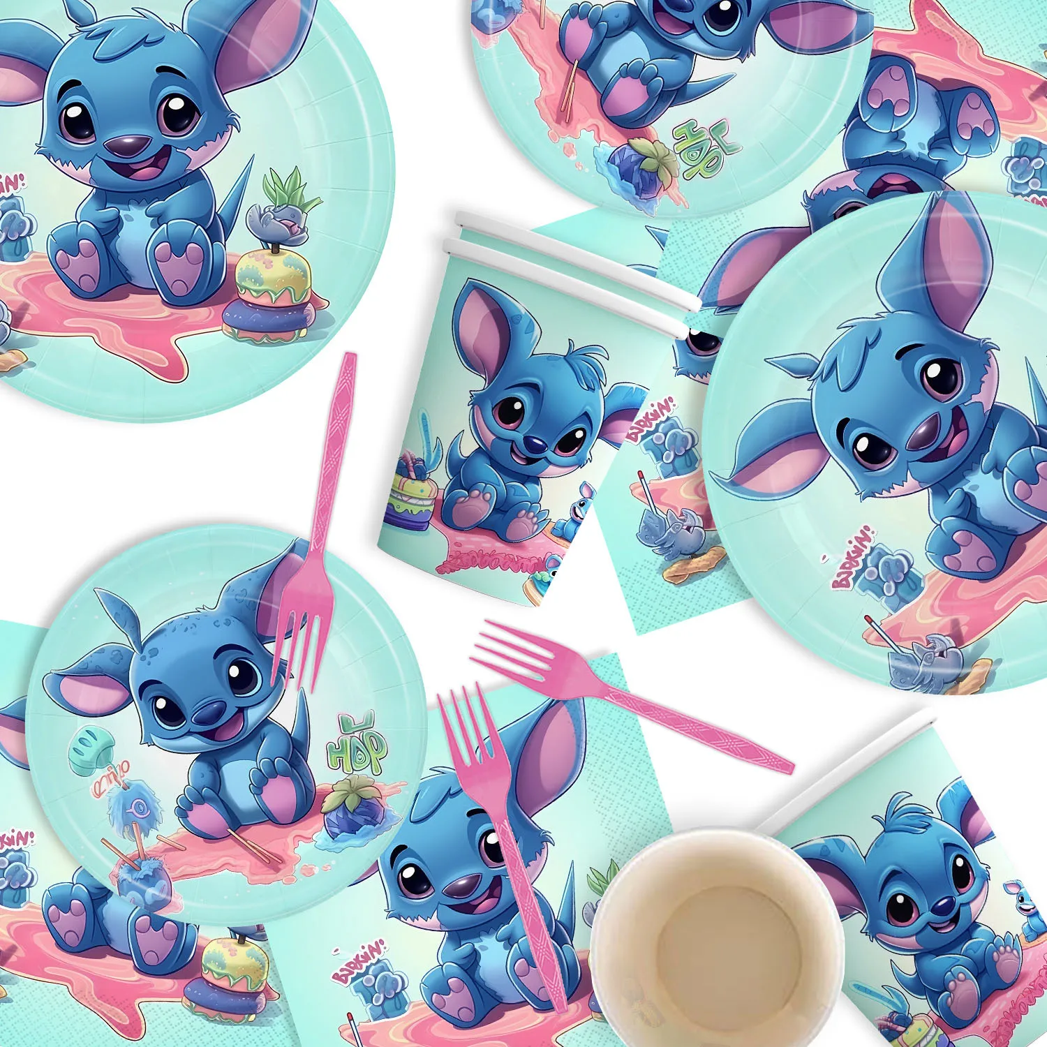 Lilo&Stitch Disney Heroes Anime Wegwerp Feestartikelen, Papieren Borden, Tissues, Tafelkleden, Verjaardagsfeestje Decoratiesets