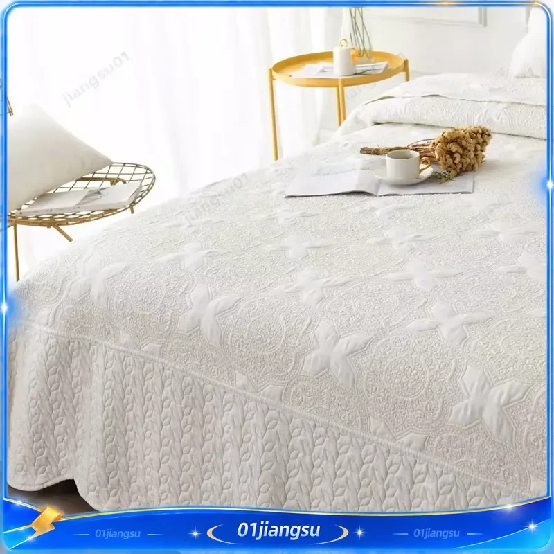 Double Sided Embroidered Cotton Quilted Bedspread Summer Padded Blanket Throw Coverlet Home Decor Bed Cover Colcha