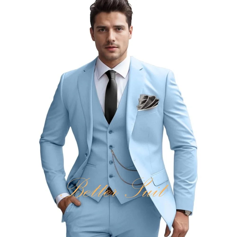 

Men's Slim Fit Suit Set 3 Piece Suits for Men Regular Fit Solid Blazer for Business Wedding Prom Tuxedo