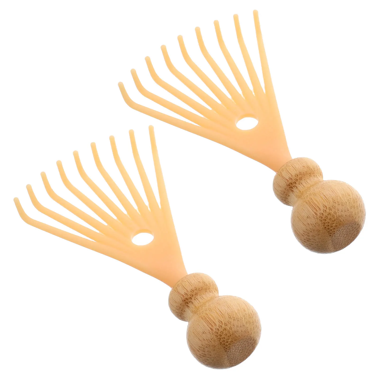 

2pcs Head Massager Bamboo Manual Scalp Massage Comb Portable Hair Scratcher Tool For Itch Relief Acupoint Stimulation