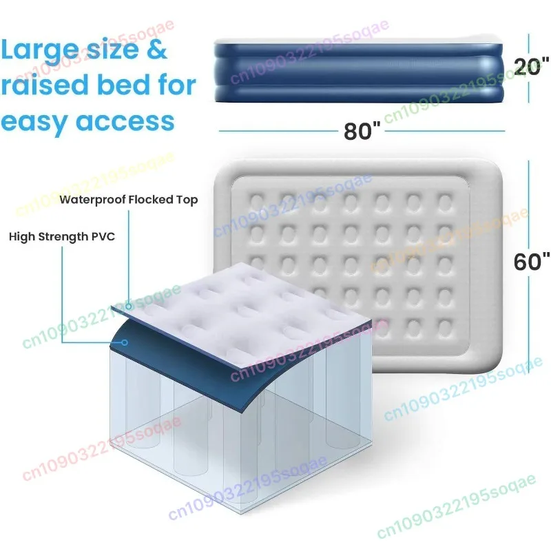 

Built in Foot Pump Air Mattress King Size Inflatable Bed Blow Up Camping Airbed for Indoor Bedroom Outdoor Travel