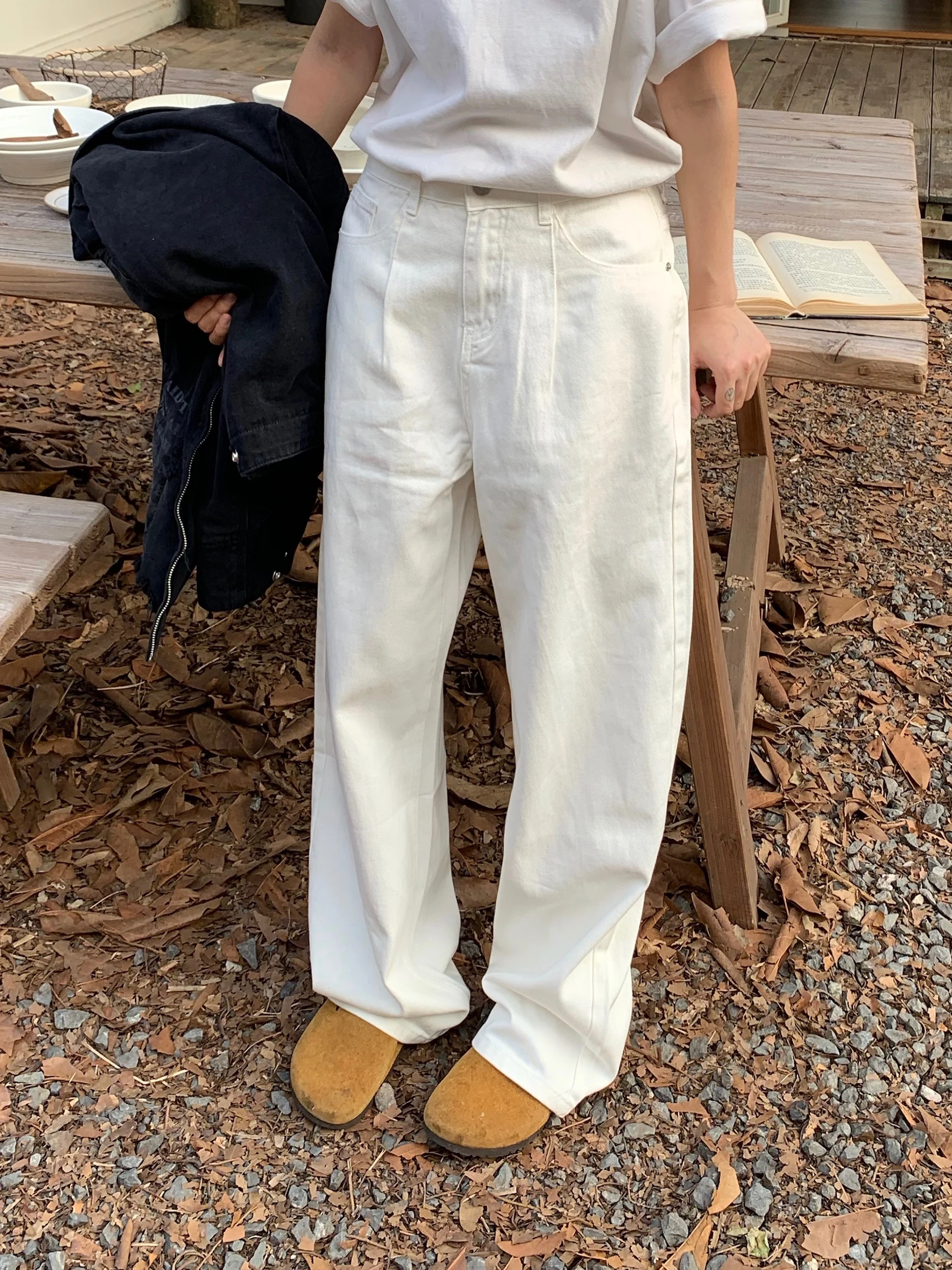 

Lifeasam Базовые прямые джинсы, повседневные свободные мужские и женские универсальные широкие длинные брюки в стиле ретро, корейские хлопковые эластичные брюки...