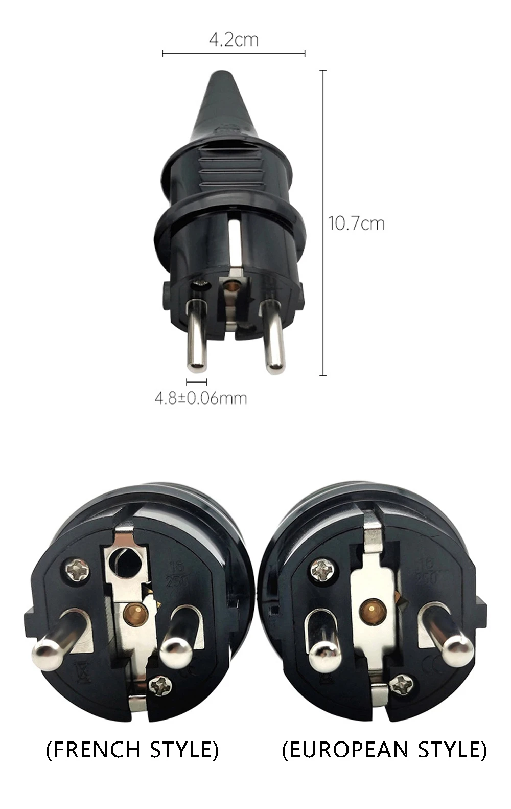 EU Schuko Plug Adapter IP44 Industry 250V10A Type F Male Replacement Outlets Rewireable Electeical Connector For Power Extension