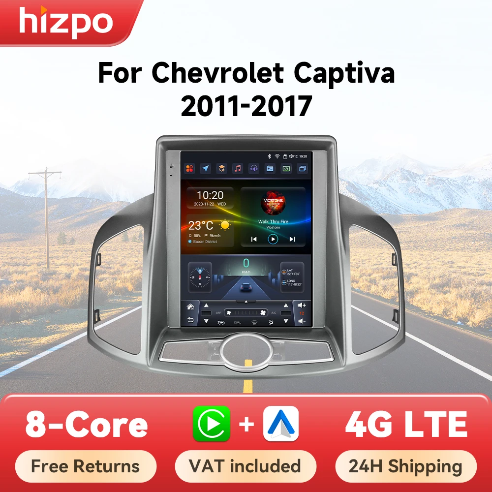 Hizpo 9,7-Zoll Bildschirm Autoradio für Chevrolet Captiva 2011 - 2017 Kabelloses Carplay Android Auto Multimedia-Videoplayer 2din GPS 360-Grad-Kamera Stereo