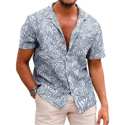 Camisas florales hawaianas para hombre, camisa con botones para vacaciones en la playa, transpirable, de manga corta, a la moda, con solapa fresca