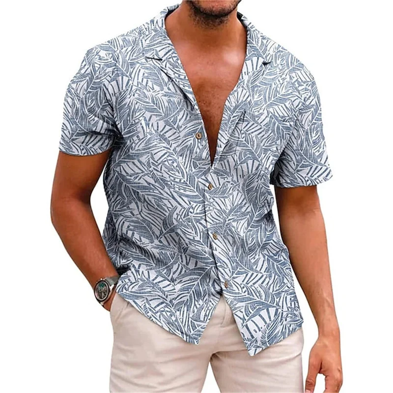 Hawaiian Floral Shirts Beach Summer Button Shirt Men's Beach Vacation Breathable Short Sleeved Shirtfashionable Cool Lapel Shirt