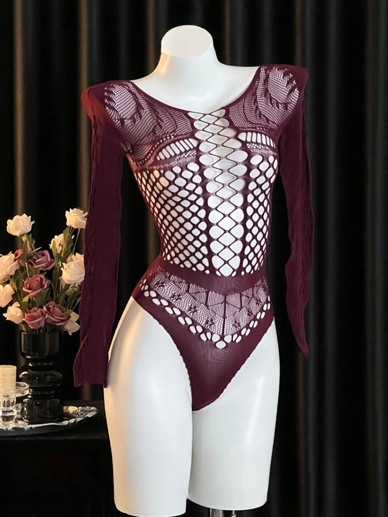 Seksowna, elastyczna sukienka z siateczki dla par, jednoczęściowa bielizna z wycięciami, ekscytujący i uwodzicielski strój do sypialni.